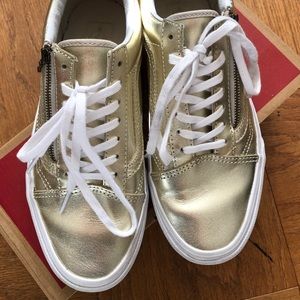 Gold Metallic leather vans